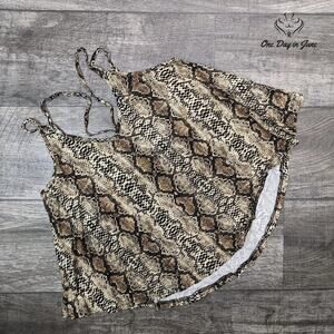 Amzbrly Loose Fit Flowing Snakeskin Print Strappy Tank Top Size XS